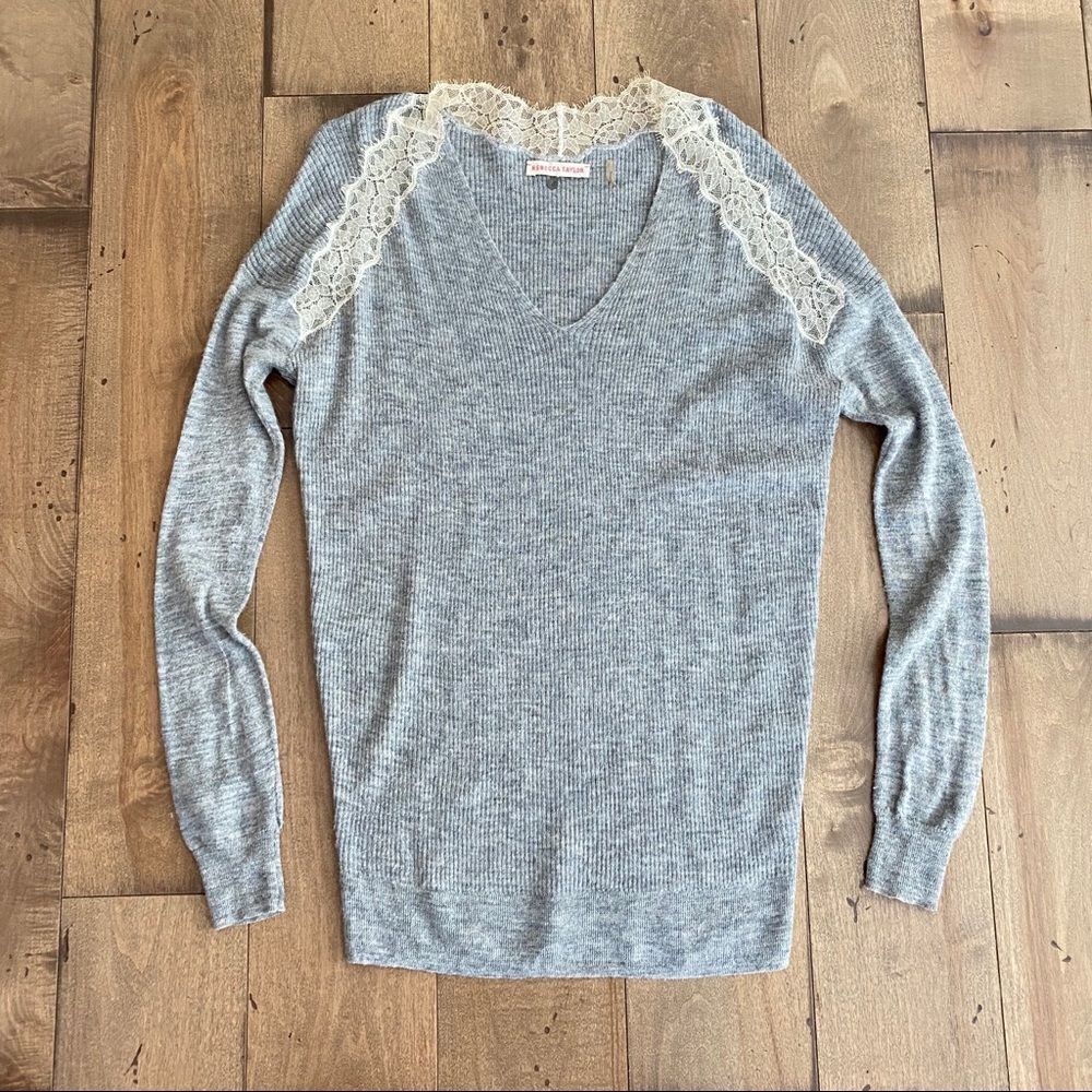 Rebecca taylor Wool Alpaca Lace Trimmed Sweater S